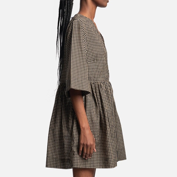 GANNI Seersucker Check Wrap Mini in Gingham Starfish PLUS SIZE - Picture 4 of 7